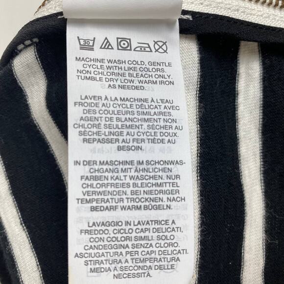 J. CREW S Black & Cream Stripe Double Zipper Dress Small Preppy Academia - Picture 6 of 8